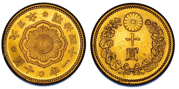 GIAPPONE. MUTSUHITO, 1867-1912. 10 Yen A. 41 (1908).