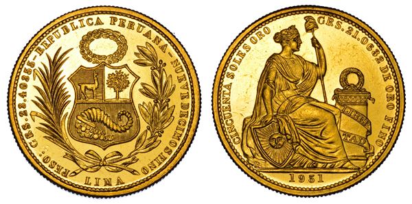PERÙ. REPUBLICA. 50 Soles 1951.