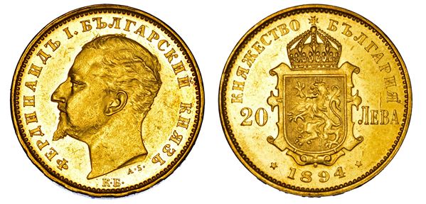 BULGARIA. FERDINAND I, 1887-1908. 20 Leva 1894. Kremnitz.