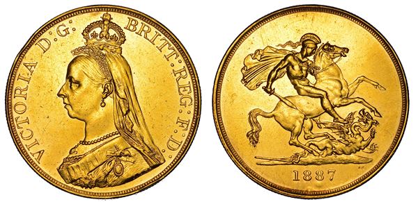 REGNO UNITO. VICTORIA, 1837-1901. 5 Pounds 1887.