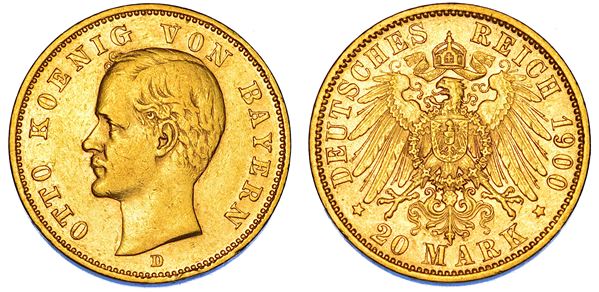 GERMANIA - BAVIERA. OTTO, 1886-1913. 20 Mark 1900. Monaco