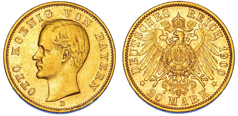GERMANIA - BAVIERA. OTTO, 1886-1913. 20 Mark 1900. Monaco  - Auction Numismatics - Cambi Casa d'Aste