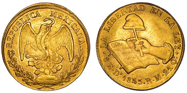 MESSICO. REPUBLICA. 8 Escudos 1843. Durango.