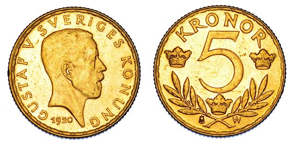 SVEZIA. GUSTAV V, 1907-1950. 5 Kronor 1920.