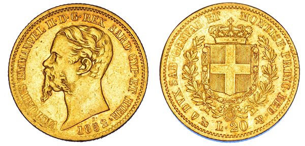 REGNO DI SARDEGNA. VITTORIO EMANUELE II DI SAVOIA, 1849-1861. 20 Lire 1852. Genova.