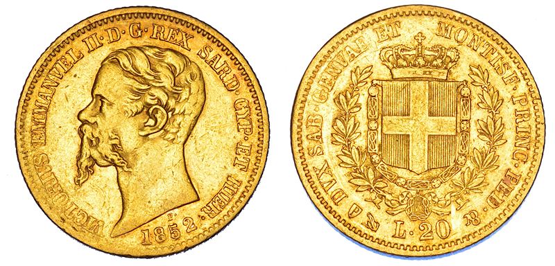 REGNO DI SARDEGNA. VITTORIO EMANUELE II DI SAVOIA, 1849-1861. 20 Lire 1852. Genova.  - Auction Numismatics - Cambi Casa d'Aste