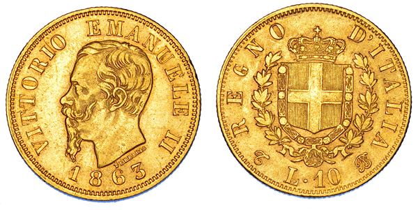 REGNO D'ITALIA. VITTORIO EMANUELE II DI SAVOIA, 1861-1878. 10 Lire 1863. Torino.