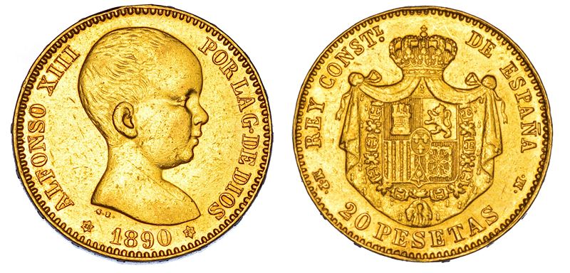 SPAGNA. ALFONSO XIII, 1885-1931. 20 Pesetas 1890.  - Asta Numismatica - Cambi Casa d'Aste