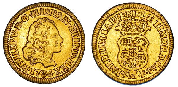 SPAGNA. FELIPE V, 1700-1746. Escudo 1736. Madrid.