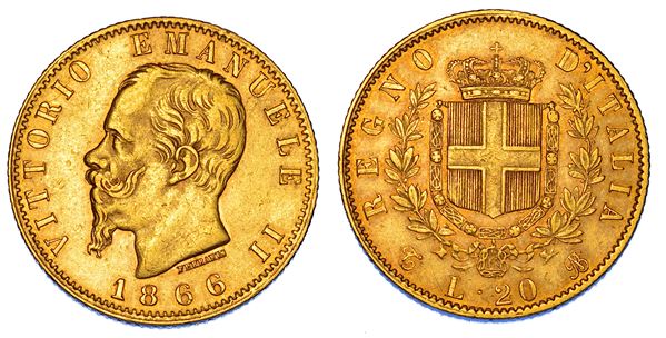 REGNO D’ITALIA. VITTORIO EMANUELE II DI SAVOIA, 1861-1878. 20 Lire 1866. Torino.