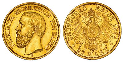 Friedrich I, 20 Mark 1894, Karlsruhe