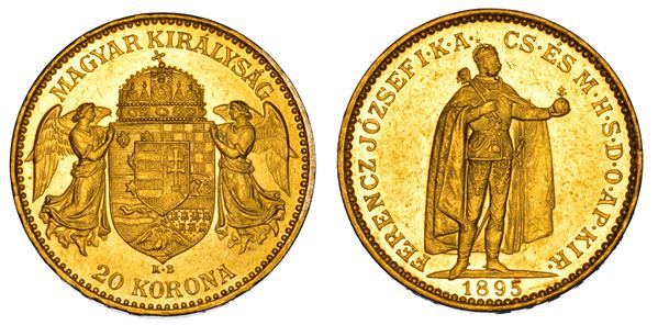 UNGHERIA. FRANZ JOSEPH, 1848-1916. 20 Korona 1895.