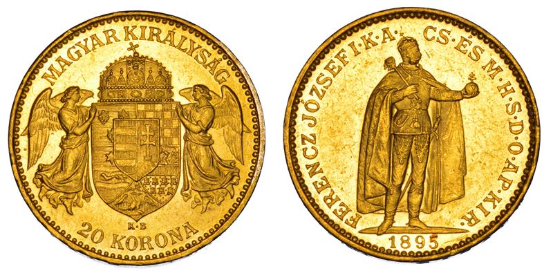 UNGHERIA. FRANZ JOSEPH, 1848-1916. 20 Korona 1895.  - Auction Numismatics - Cambi Casa d'Aste