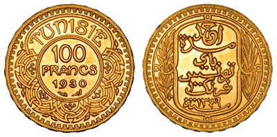TUNISIA, 100 Francs 1930, Protettorato Francese