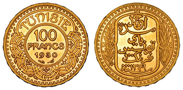 TUNISIA. PROTETTORATO FRANCESE. 100 Francs 1930.