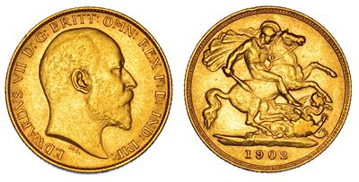 Regno Unito, Edward VII, Half Sovereign del 1902, oro