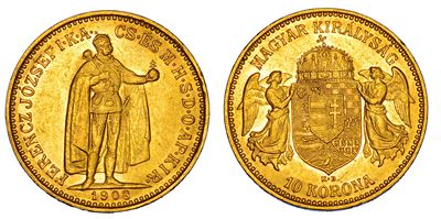 Franz Joseph, Moneta da 10 Korona, 1908, Kremnitz