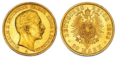 Wilhelm II, 20 Mark 1889, Berlino