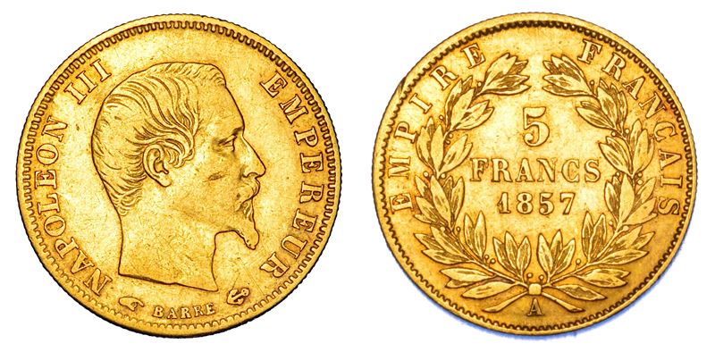 FRANCIA. NAPOLEON III, 1852-1870. 5 Francs 1857. Parigi.  - Asta Numismatica - Cambi Casa d'Aste