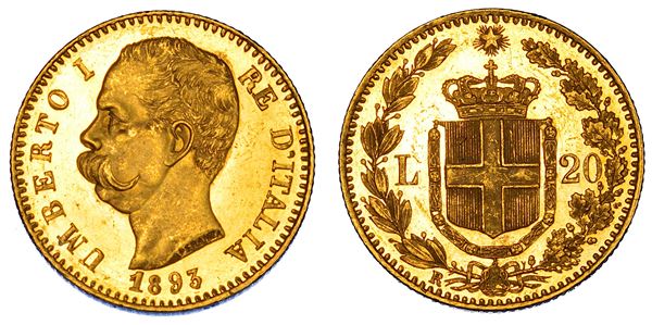 REGNO D'ITALIA. UMBERTO I DI SAVOIA, 1878-1900. 20 Lire 1893.