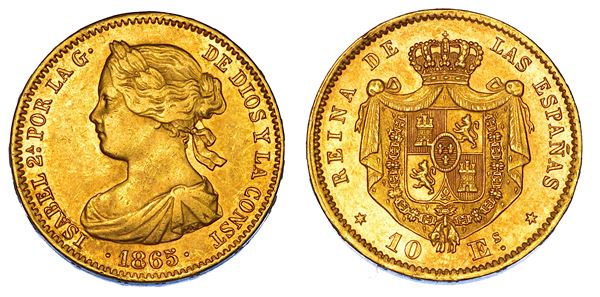 SPAGNA. ISABEL II, 1833-1868. 10 Escudos 1865.
