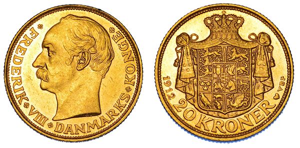 DANIMARCA. FREDERIK VIII, 1906-1912. 20 Kroner 1912.