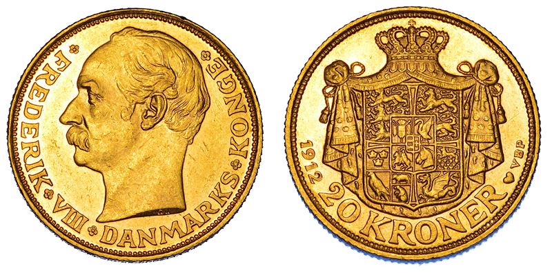 DANIMARCA. FREDERIK VIII, 1906-1912. 20 Kroner 1912.  - Auction Numismatics - Cambi Casa d'Aste
