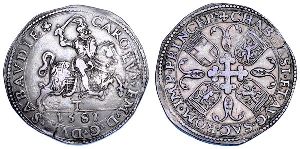 DUCATO DI SAVOIA. CARLO EMANUELE I Il Grande, 1580-1630. Tallero 1581. II Tipo. Torino.