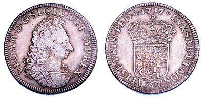Vittorio Amedeo II, Ducato di Savoia, 3 Lire del 1717, Torino