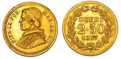 Mastai Ferretti, 2,5 Scudi 1857/A. XII, Stato Pontificio