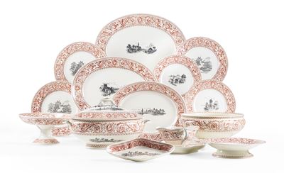 Servizio da Tavola “florentine Red” Inghilterra, Manifattura Minton, Prima Metà del XX Secolo