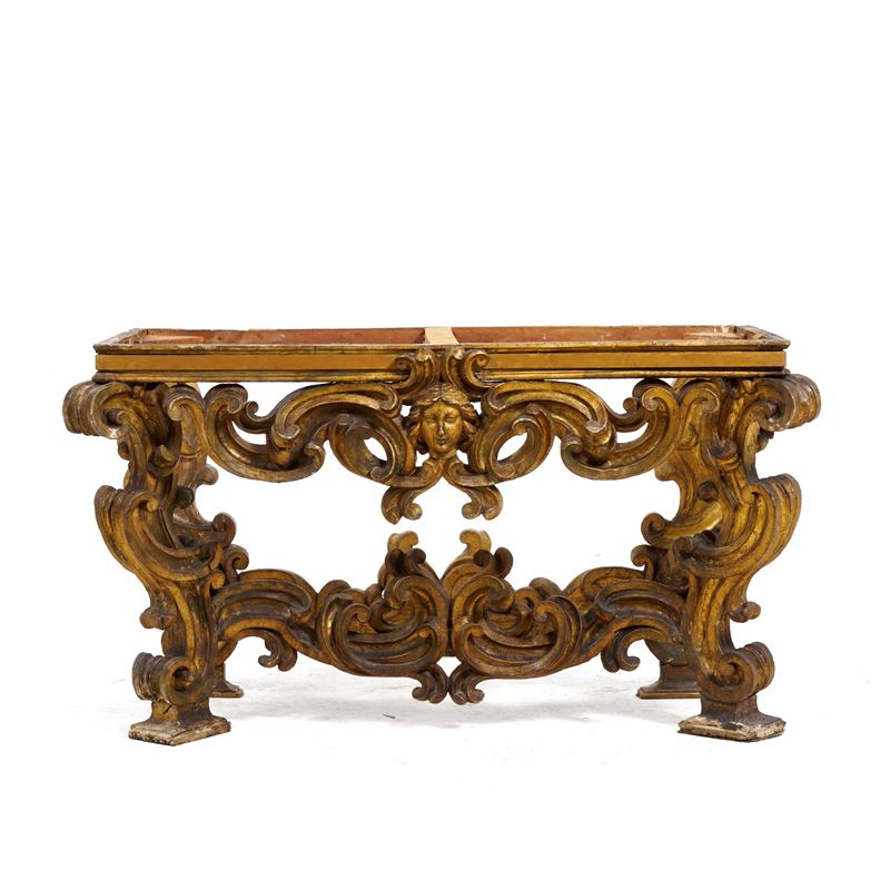 Consolle in legno scolpito e dorato, Roma XVIII secolo  - Auction Antiques - Cambi Casa d'Aste