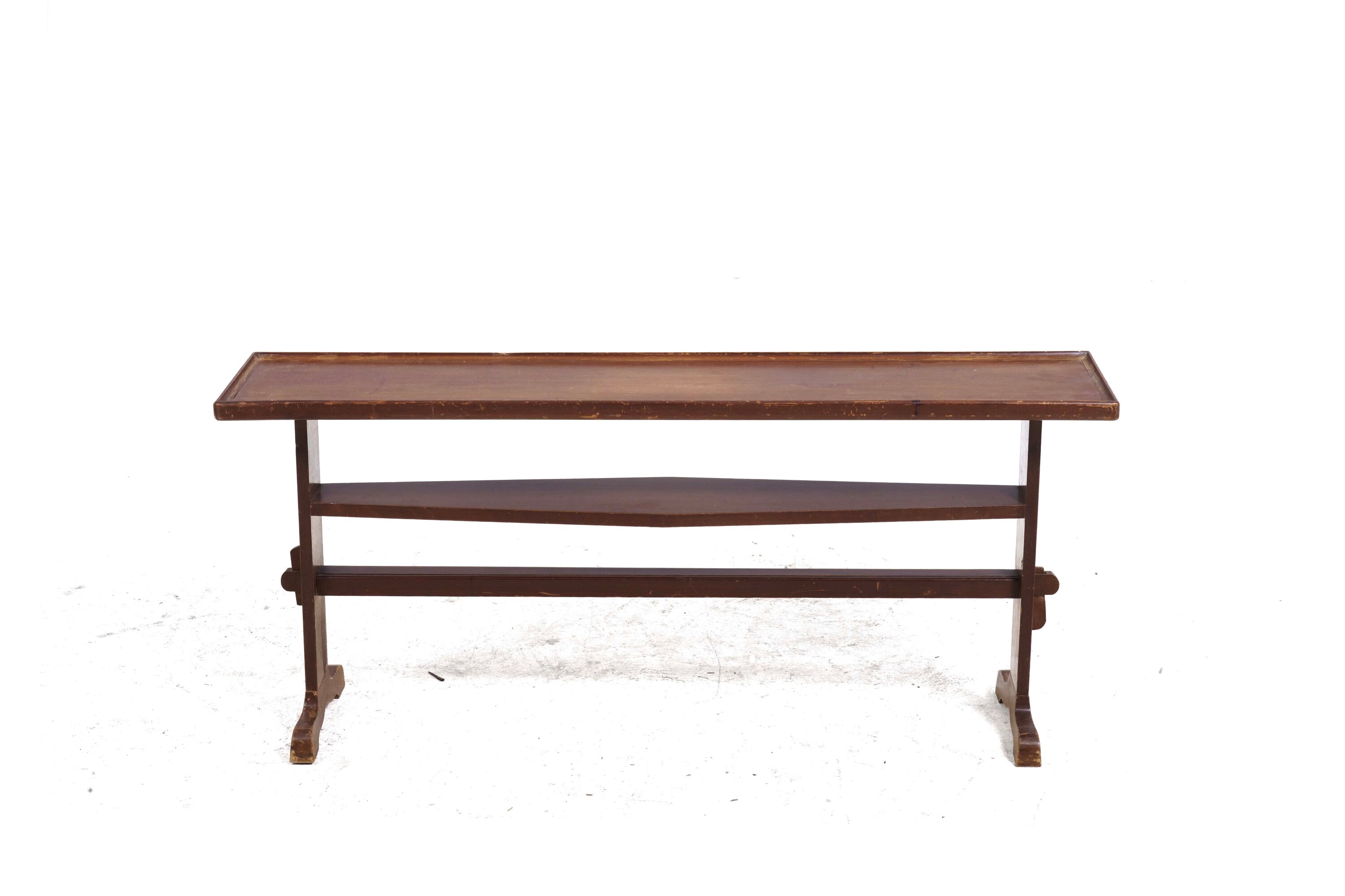 Tavolino a due ripiani, mobili antichi, dimensioni 128x28x55 cm