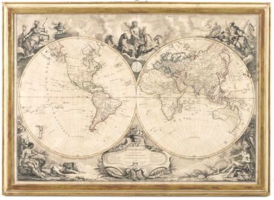 Brion de la Tour, Louis, Mappemonde ou sont marquées, les Nouvelles Découvertes, incisione calogr...