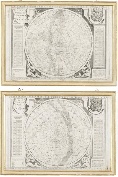 Coronelli, Vincenzo, Planisfero Meridionale e Settentrionale, incisione calcografica