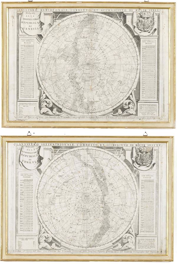 Coronelli, Vincenzo (1650-1718) Planisfero Meridionale / Planisfero Settentrionale