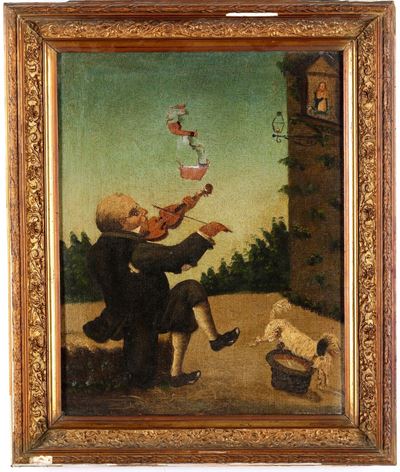 Scuola del XVIII-XX secolo, Suonatore di violino, olio su tela