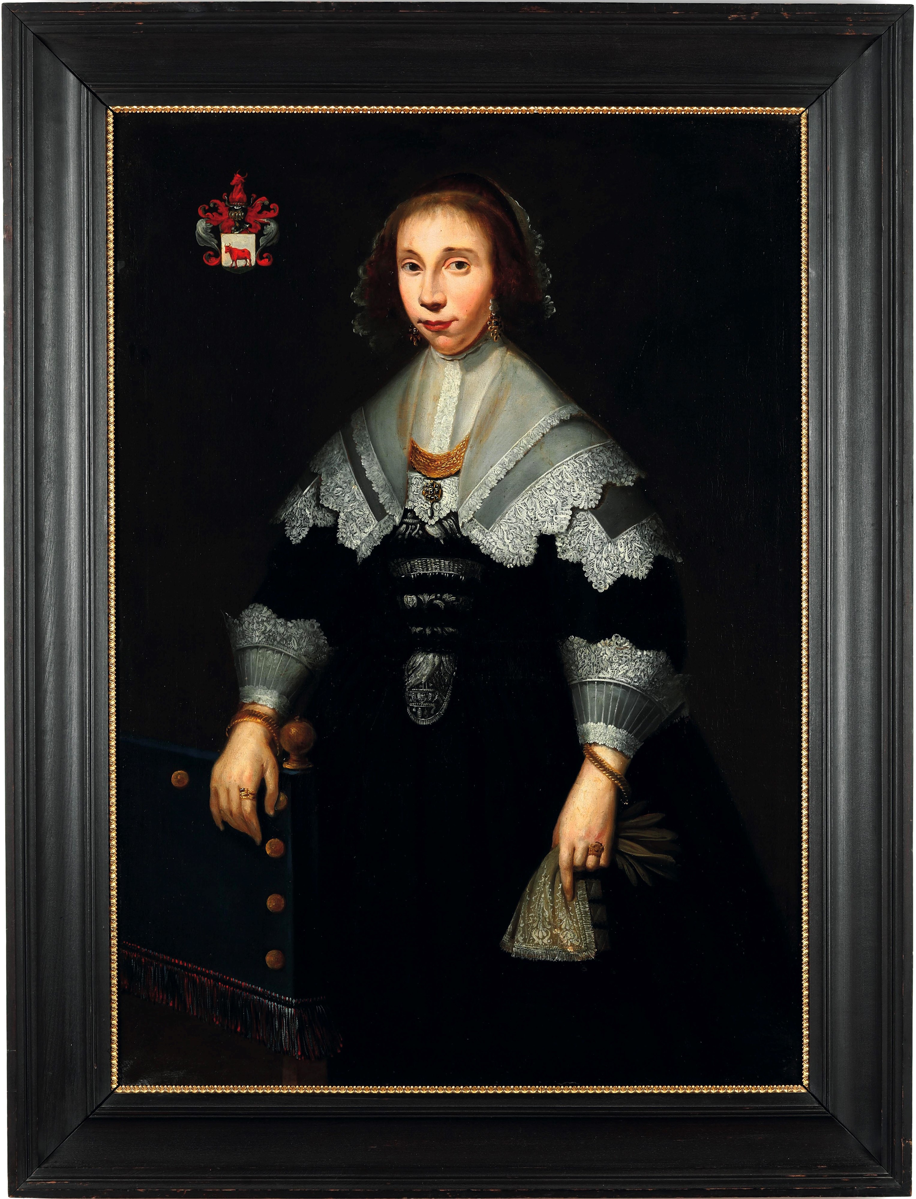 Thomas De Keyser - Ritratti di coniugi con stemmi araldici, olio su tela