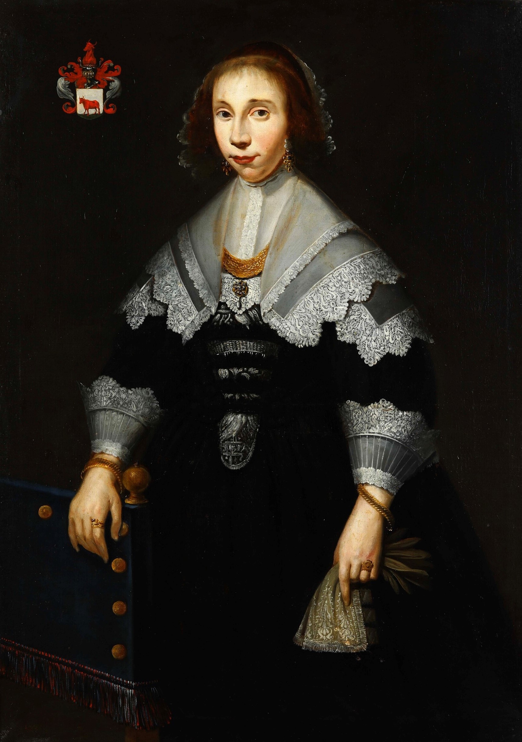 Thomas De Keyser - Ritratti di coniugi con stemmi araldici, olio su tela