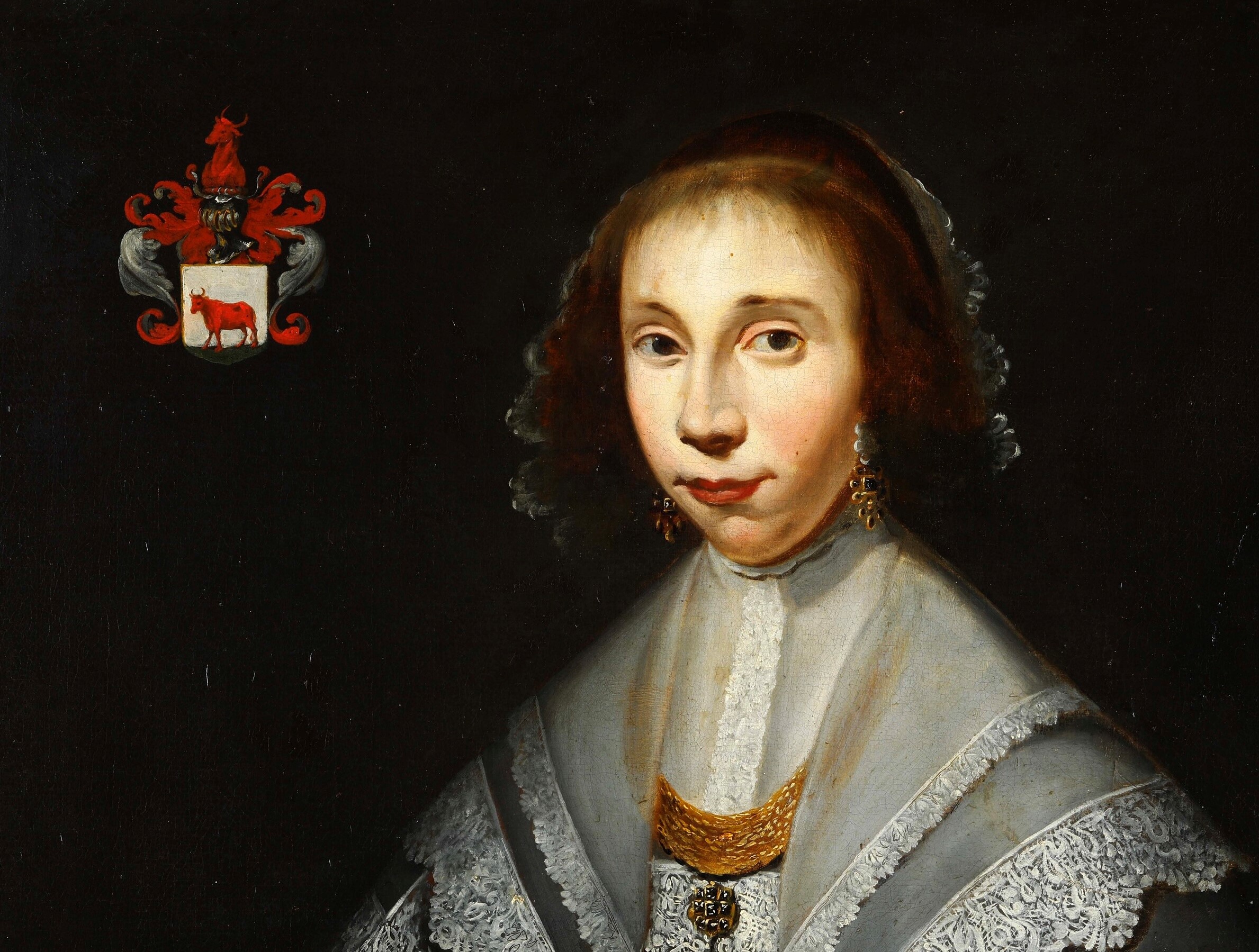 Thomas De Keyser - Ritratti di coniugi con stemmi araldici, olio su tela