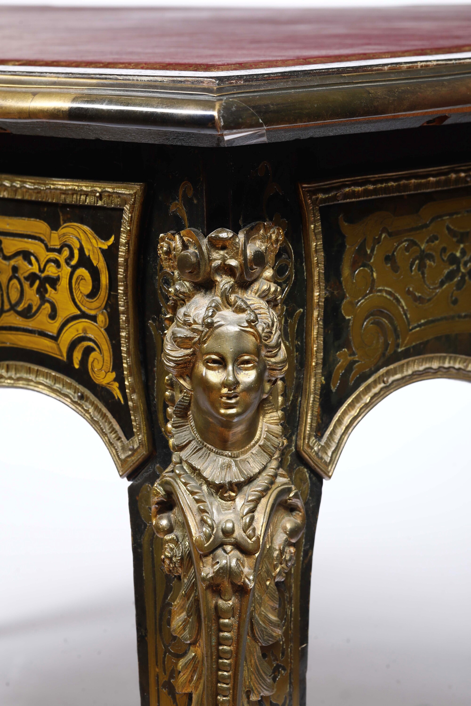 Scrivania diplomatica, stile Boulle, Francia, Napoleone III (XX secolo), legno ebanizzato con int...