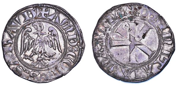 DUCATO DI SAVOIA. AMEDEO V il Grande, 1285-1323. Grosso di Savoia. Varietà con aquila con piume sul collo.