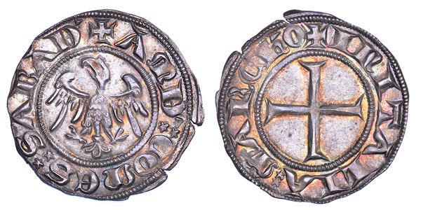 DUCATO DI SAVOIA. AMEDEO V il Grande, 1285-1323. Grosso di Savoia. Varietà con aquila senza piume sul collo.