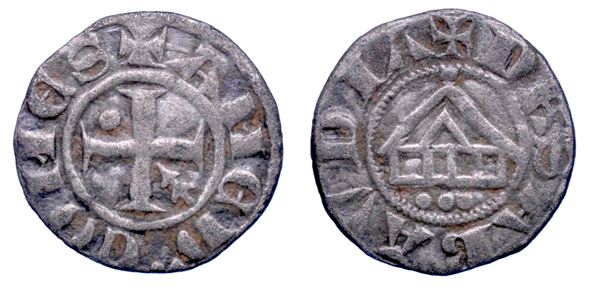 DUCATO DI SAVOIA. AMEDEO VI il Conte Verde, 1343-1383. Denaro tipo Losanna.