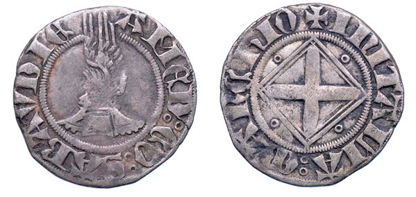 DUCATO DI SAVOIA. AMEDEO VIII, 1391-1398. Reggenza della nonna BONA DI BORBONE. Quarto di grosso. II tipo.