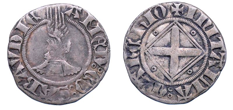 DUCATO DI SAVOIA. AMEDEO VIII, 1391-1398. Reggenza della nonna BONA DI BORBONE. Quarto di grosso. II tipo.  - Asta Numismatica - Cambi Casa d'Aste