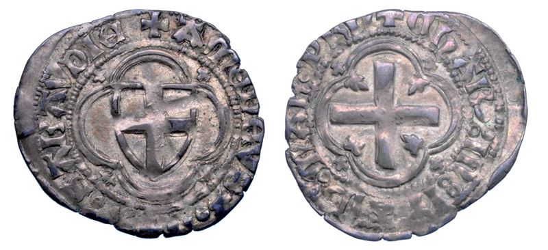 DUCATO DI SAVOIA. AMEDEO VIII, 1391-1398. REGGENZA DELLA NONNA BONA DI BORBONE. Mezzo grosso. I tipo. Chiablese.  - Asta Numismatica - Cambi Casa d'Aste