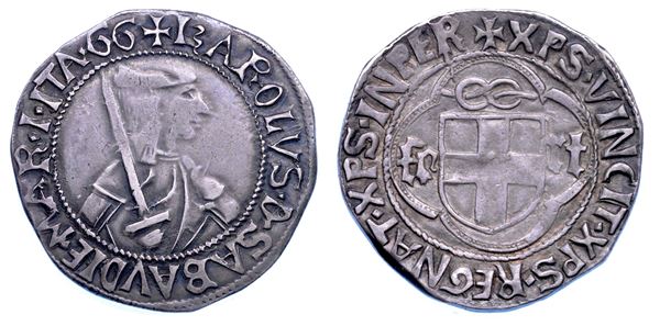 DUCATO DI SAVOIA. CARLO I Il Guerriero, 1482-1490. Testone. I tipo.