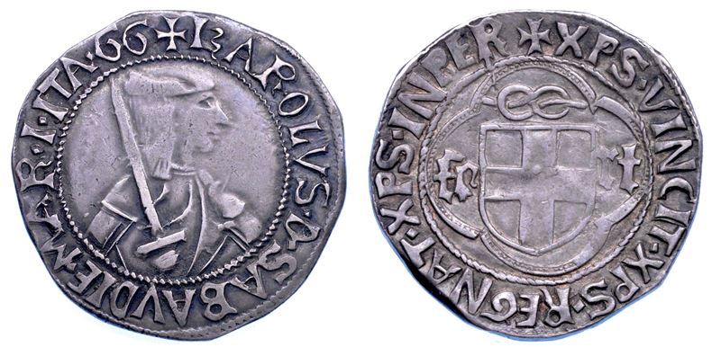 DUCATO DI SAVOIA. CARLO I Il Guerriero, 1482-1490. Testone. I tipo.  - Auction Numismatics - Cambi Casa d'Aste