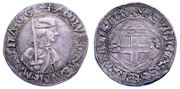 DUCATO DI SAVOIA. CARLO I Il Guerriero, 1482-1490. Testone. I tipo.